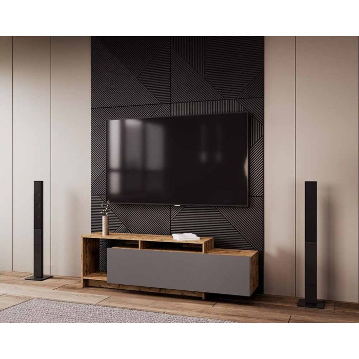 Стенка в гостинную Doros U2 160х38х48 см Дуб тахо/Графит (DRS-011414)