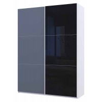 Шафа-купе двохдверна Doros G-Caiser 180х60х240 см Білий/Графіт/1 Чорне скло (DRS-011020)