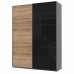Шафа-купе двохдверна Doros G-Caiser 180х60х240 см Графіт/Дуб евок/1 Чорне скло (DRS-011228)