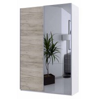 Шафа-купе двохдверна Doros G-Caiser 160х60х240 см Білий/Дуб крафт сірий/Дзеркало (DRS-011009)
