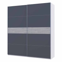 Шафа-купе двохдверна Doros G-Caiser 220х60х240 см Білий/Графіт/Бетон (DRS-011224)