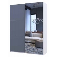 Шафа-купе двохдверна Doros G-Caiser 160х60х240 см Білий/Графіт/Дзеркало (DRS-011015)