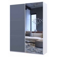 Шафа-купе двохдверна Doros G-Caiser 160х60х240 см Білий/Графіт/Дзеркало (DRS-011015)
