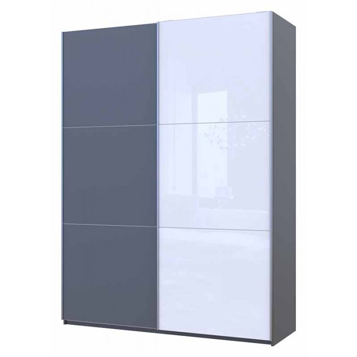 Шафа-купе двохдверна Doros G-Caiser 180х60х240 см Графіт/1 Біле Скло (DRS-011036)