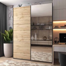 Шафа-купе двохдверна Doros G-Caiser 180х60х240 см Графіт/Дуб евок/1 Дзеркало (DRS-011227)