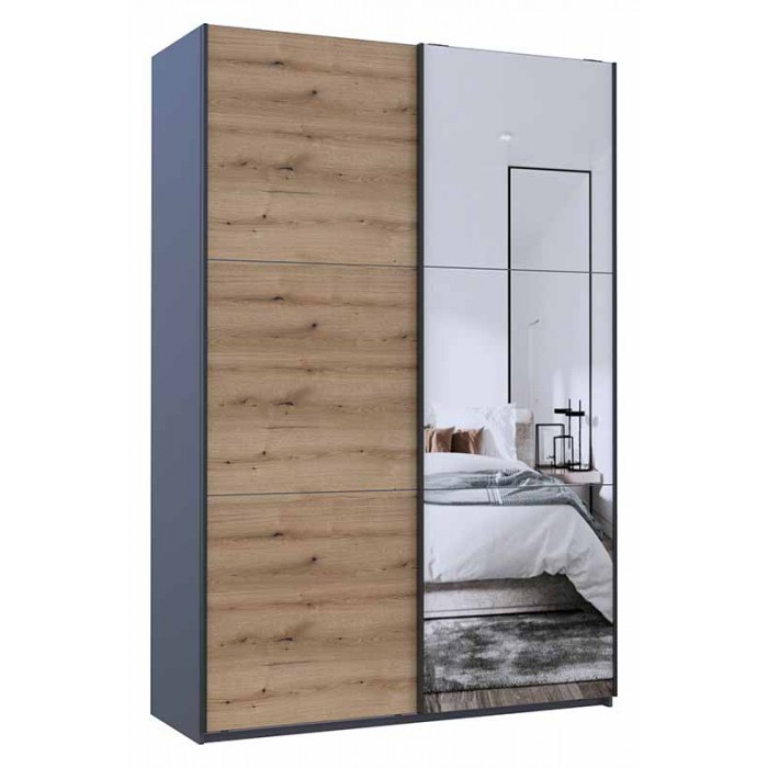 Шафа-купе двохдверна Doros G-Caiser 160х60х240 см Графіт/Дуб евок/1 Дзеркало (DRS-011038)
