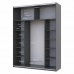 Шафа-купе двохдверна Doros G-Caiser 180х60х240 см Графіт/Дуб евок/1 Чорне скло (DRS-011228)