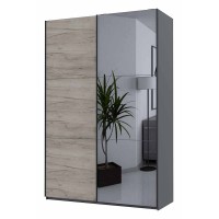 Шафа-купе двохдверна Doros G-Caiser 160х60х240 см Графіт/Дуб крафт сірий /1 Дзеркало (DRS-011026)