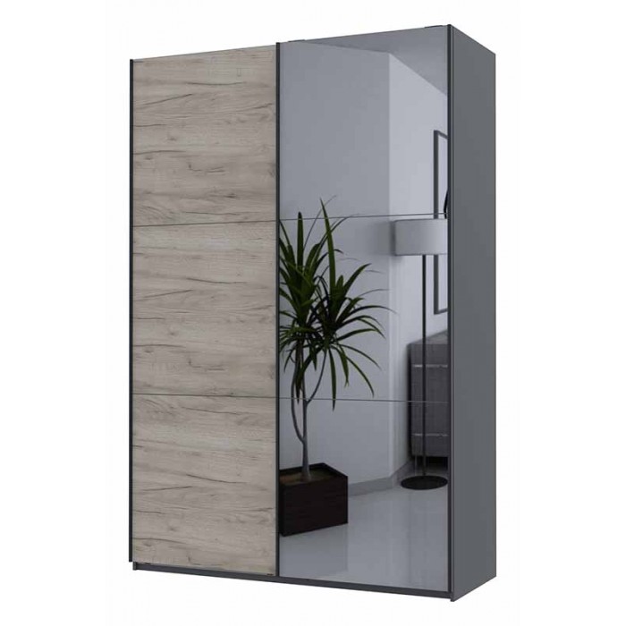 Шафа-купе двохдверна Doros G-Caiser 160х60х240 см Графіт/Дуб крафт сірий /1 Дзеркало (DRS-011026)