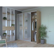 Шкаф-купе трехдверный Doros Сити 24 208х60х240 см Дуб сонома/2 Зеркала (DRS-011049)