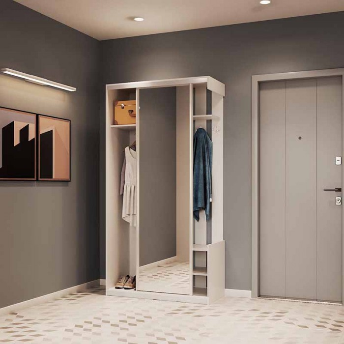 Передпокій з дзеркалом Doros City One Door 110х45х210 см Білий (DRS-011404)