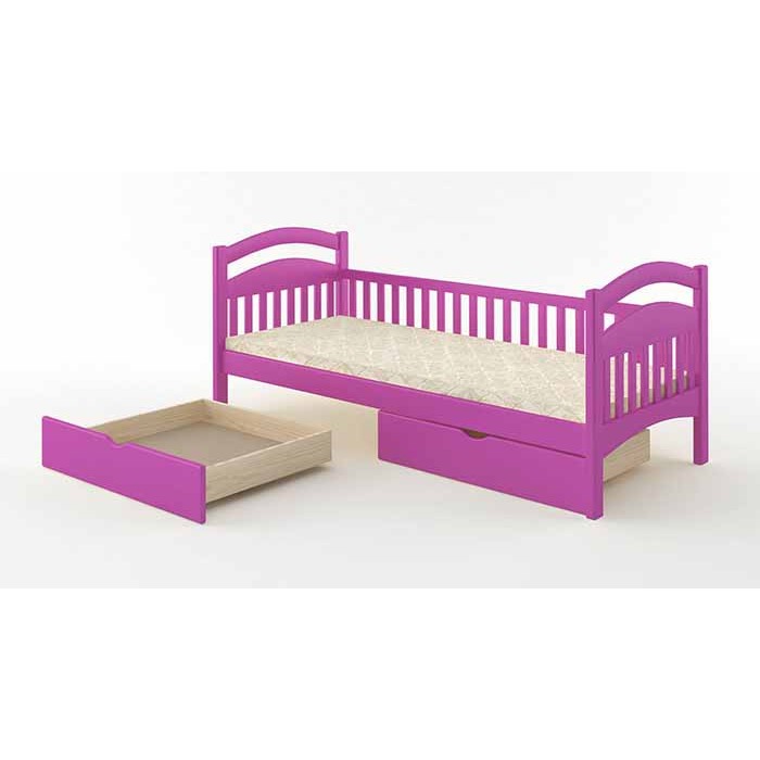 Дитяче ліжко iSmart Жасмін Літл Фуксія (S2060R30B) 90х190 см із заднім бортиком та ящиками (DMBG-2479)