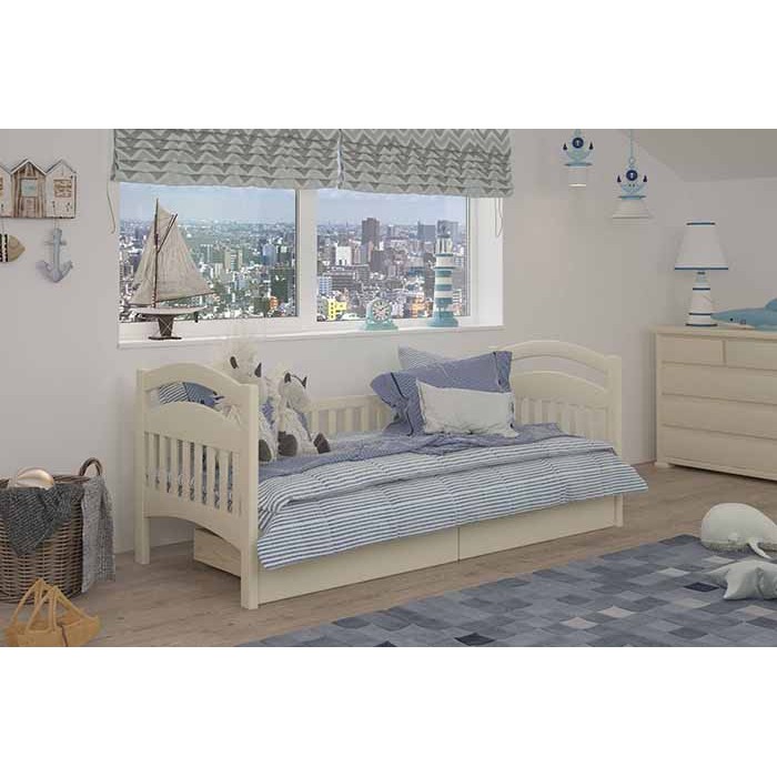 Дитяче ліжко iSmart Жасмін Літл Айворі (S0505Y30R) 70х200 см із заднім бортиком та ящиками (DMBG-2474)