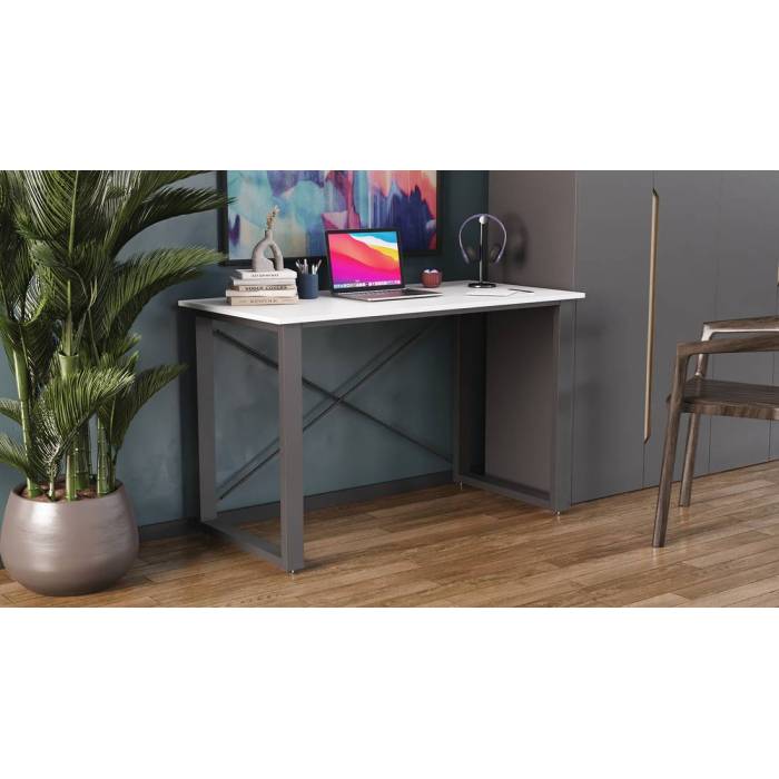 Письмовий стіл Ferrum-decor Драйв 750x1000x700 Сірий метал ДСП Білий 16 мм (FRD-103157)