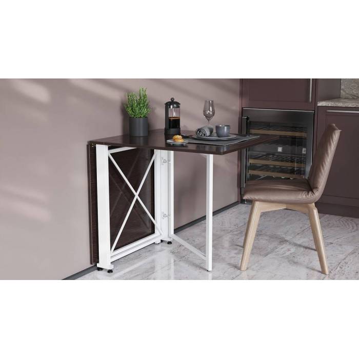 Стол-книга трансформер Орион 2 Ferrum-decor 750x1520x730 Белый металл ДСП Венге Магия 16 мм (FRD-105427)