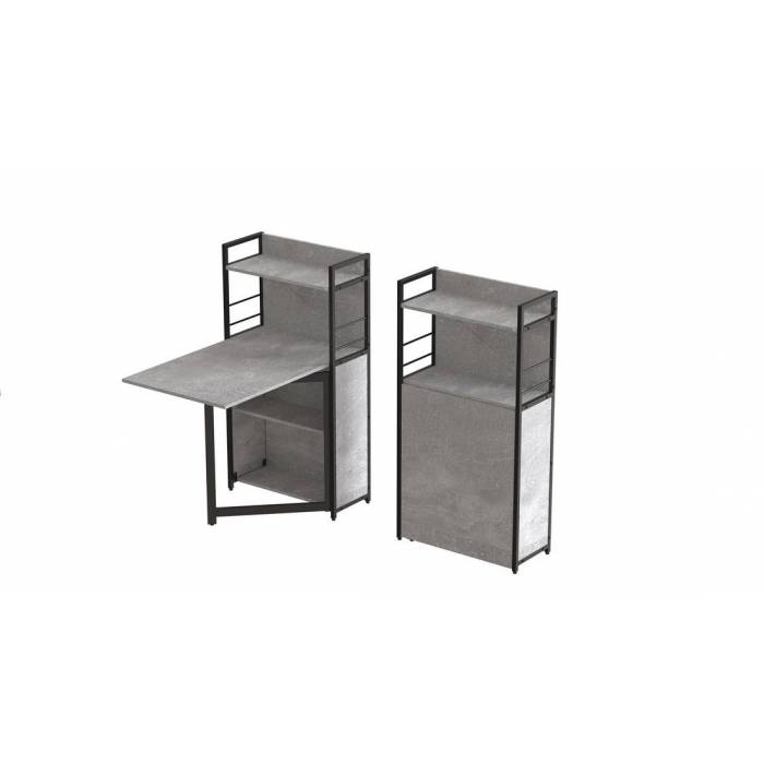 Стіл книга з етажеркою Практик 1 Ferrum-decor 1200x640x990 Чорний метал ДСП Бетон 16 мм (FRD-104617)