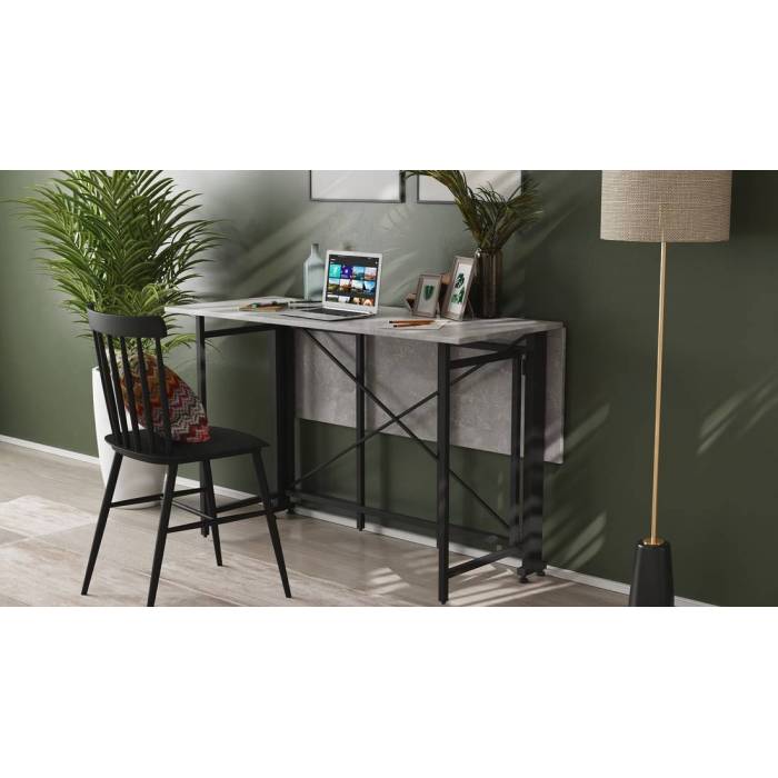 Стол-книга трансформер Орион 3 Ferrum-decor 750x1150x880 Черный металл ДСП Бетон 16 мм (FRD-105087)