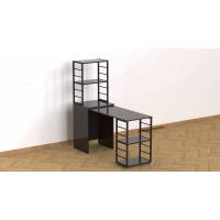 Стол-тумба трансформер Смарт 3/1 с этажеркой Ferrum-decor 1430x1450x500 Черный металл ДСП Венге Магия 16 мм (FRD-106167)