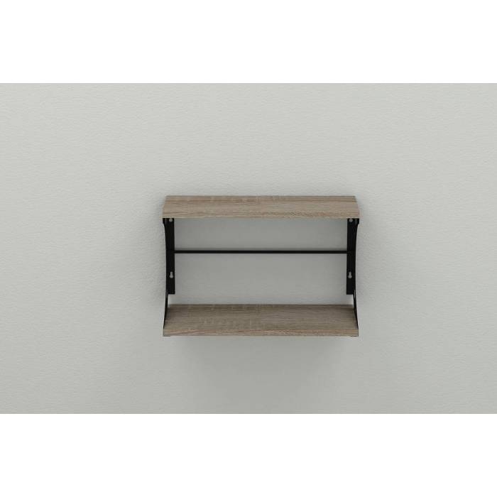 Полка настенная Ferrum-decor Букин 330x600x240 металл Черный ДСП Сонома Трюфель 16 мм (FRD-102867)