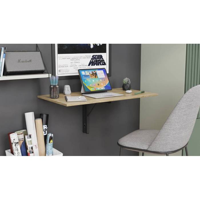 Обеденный стол трансформер Ника стеновой Ferrum-decor 420x900x500 Черный металл ДСП Дуб Сонома 16 мм (FRD-105167)