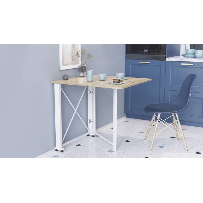 Стол-книга трансформер Орион 1 Ferrum-decor 750x810x730 Белый металл ДСП Дуб Сонома 16 мм (FRD-104607)
