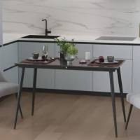 Стол кухонный раскладной Данди на конусных ногах Ferrum-decor 75x120(160)x70 Черный металл ДСП Сосна Кембра 16 мм (FRD-106778)