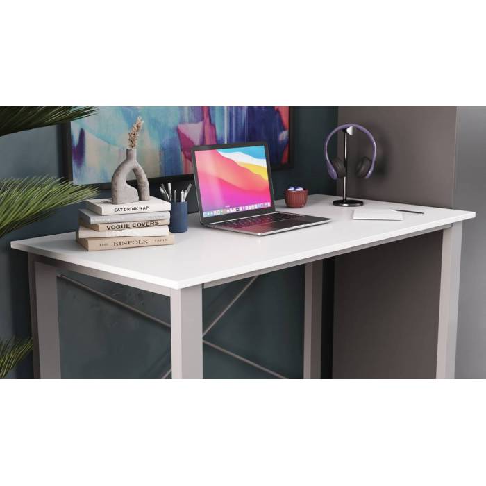 Письмовий стіл Ferrum-decor Драйв 750x1200x700 Сірий метал ДСП Білий 16 мм (FRD-103178)