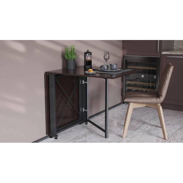 Стол-книга трансформер Орион 2 Ferrum-decor 750x1520x730 Черный металл ДСП Венге Магия 16 мм (FRD-105428)