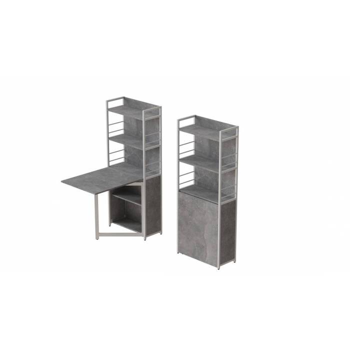 Стіл книга з етажеркою Практик 2 Ferrum-decor 1555x640x990 Білий метал ДСП Бетон 16 мм (FRD-104638)