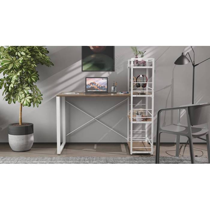 Письменный стол Ferrum-decor Серии Конект с этажеркой 75x120x60 белый ДСП Дуб Сонома Трюфель 16мм (FRD-104228)