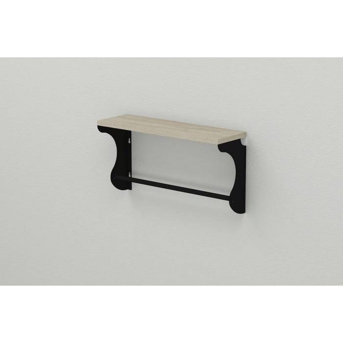 Полка настенная Ferrum-decor Юзибы 270x700x150 металл Черный ДСП Сонома 16 мм (FRD-102698)