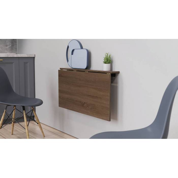 Обеденный стол трансформер Ника настенный Ferrum-decor 420x900x500 Черный металл ДСП Дуб Сонома Трюфель 16 мм (FRD-105168)