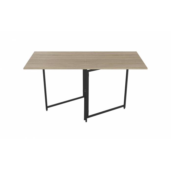 Стол трансформер книга Панама Ferrum-decor 75x148x68 Черный металл ДСП Дуб Сонома 16 мм (FRD-106828)
