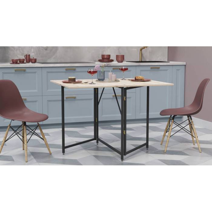 Стол трансформер книга Вуди Ferrum-decor 75x130x90 Черный металл ДСП Дуб Сан-Марино 16 мм (FRD-106748)