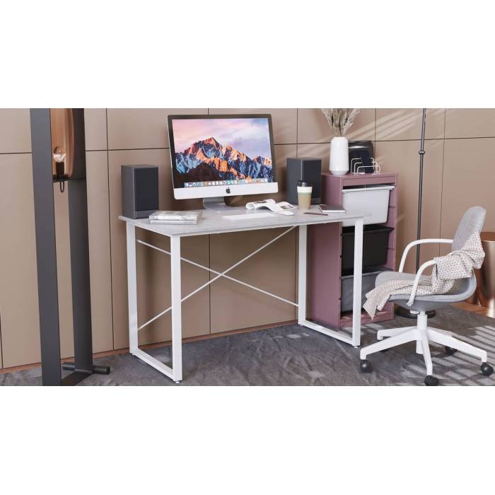Стіл письмовий Дейв Ferrum-decor 750x1200x700 Білий метал ДСП Бетон 16 мм (FRD-106459)