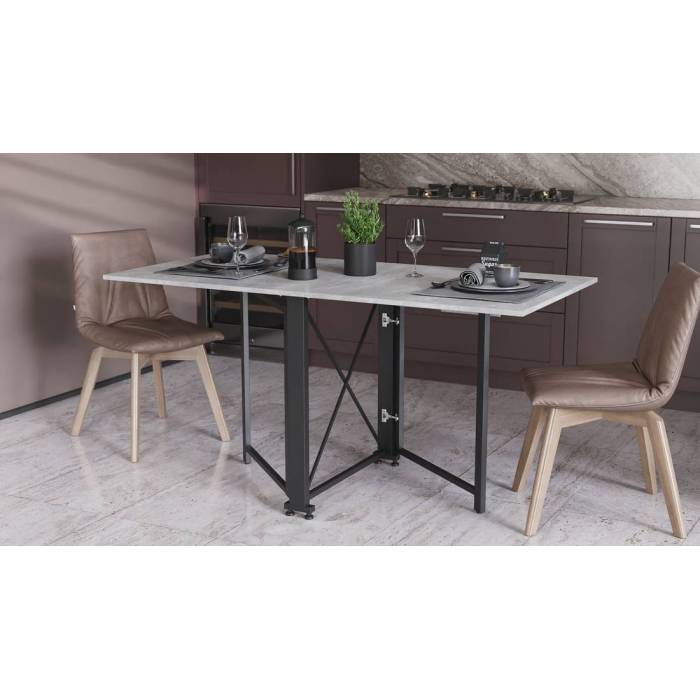 Стол-книга трансформер Орион 2 Ferrum-decor 750x1520x730 Черный металл ДСП Бетон 16 мм (FRD-104589)