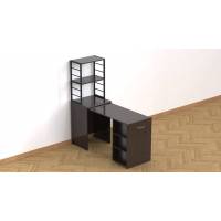 Стол-тумба трансформер Смарт 4/1 с этажеркой Ferrum-decor 1430x1450x500 Черный металл ДСП Венге Магия 16 мм (FRD-106169)