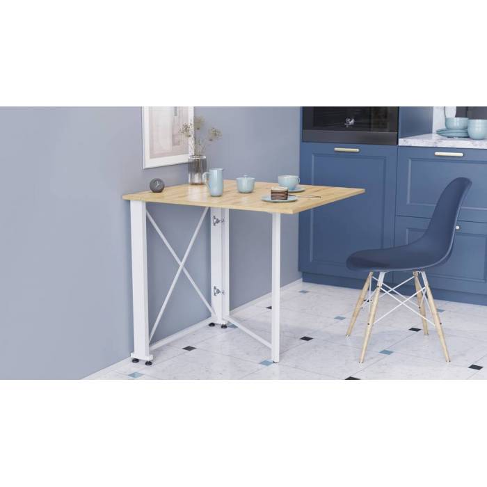 Стол-книга трансформер Орион 1 Ferrum-decor 750x810x730 Белый металл ДСП Дуб Артизан 16 мм (FRD-104609)