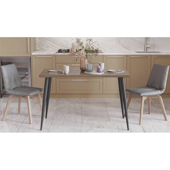 Кухонний стіл Марсель 50 Ferrum-decor 75x120x60 Чорний метал ДСП Дуб Сонома Трюфель 32 мм (FRD-106699)