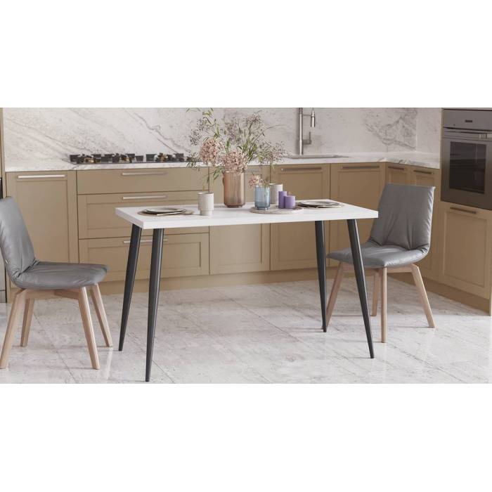 Кухонний стіл Марсель 50 Ferrum-decor 75x120x70 Чорний метал ДСП Білий 32 мм (FRD-106709)