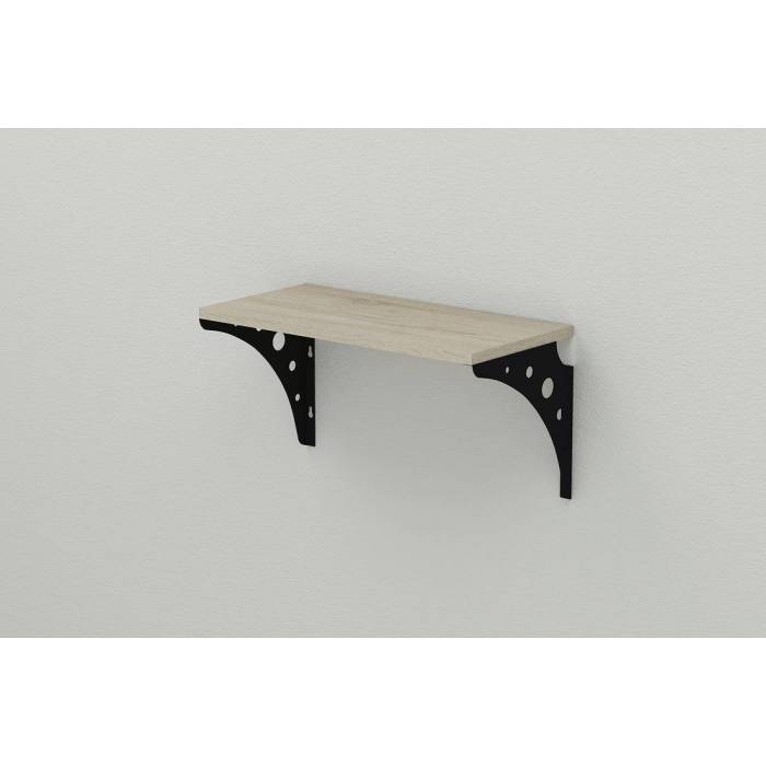 Полка настенная Ferrum-decor Ханди 2 240x700x240 металл Черный ДСП Сонома 16 мм (FRD-102599)