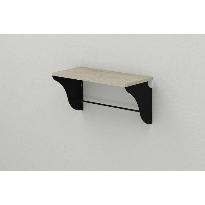 Полиця настінна Ferrum-decor Комфі 260x500x240 метал Чорний ДСП Сонома 16 мм (FRD-102719)