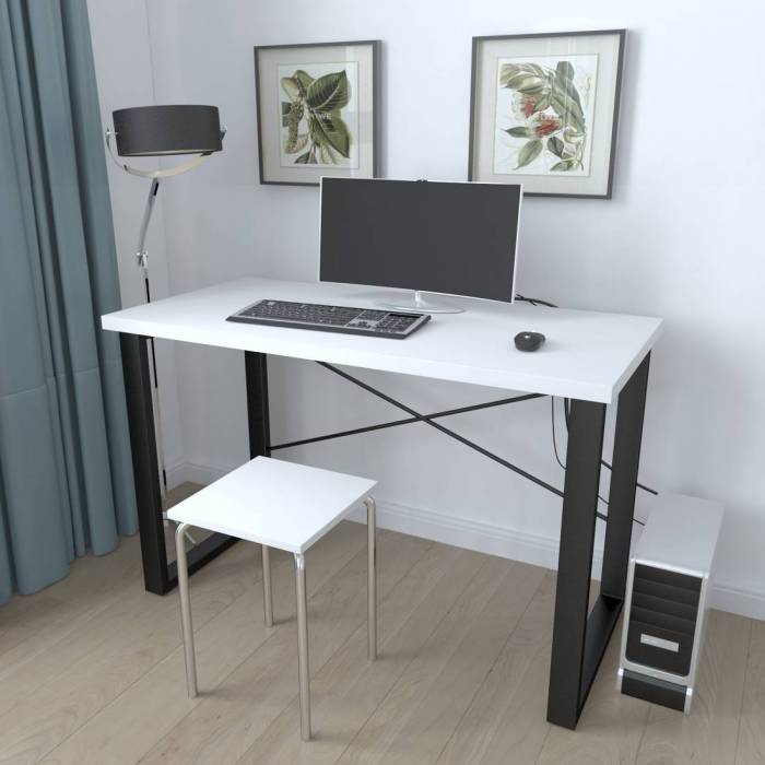 Письмовий стіл Ferrum-decor Драйв 750x1000x700 Чорний метал ДСП Білий 32 мм (FRD-103359)