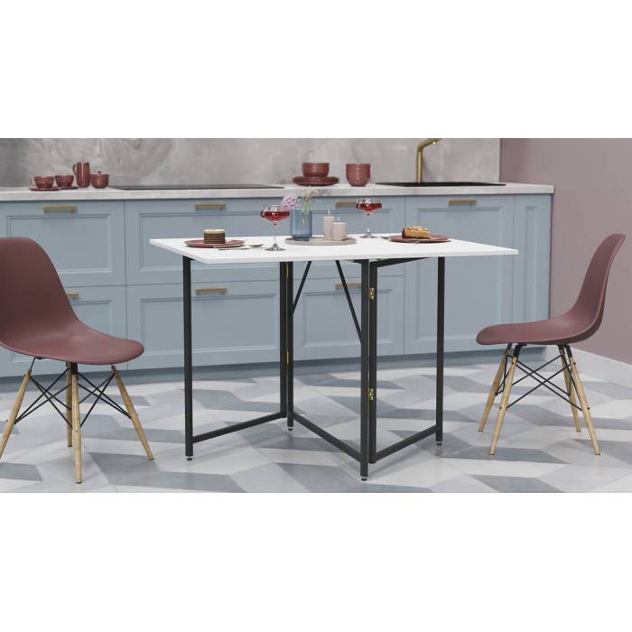 Стол трансформер книга Вуди Ferrum-decor 75x130x90 Черный металл ДСП Белый 16 мм (FRD-106749)