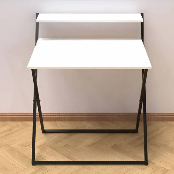 Стол трансформер Компакт 2 Ferrum-decor 750x790x720 Черный металл ДСП Белый 16 мм (FRD-104690)