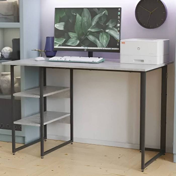 Письменный стол Кевин Ferrum-decor 75x120x70 Черный металл ДСП Бетон 32 мм (FRD-106570)
