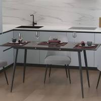 Стіл кухонний розкладний Данді на конусних ногах Ferrum-decor 75x120(160)x60 Чорний метал ДСП Сосна Кембра 16 мм (FRD-106770)
