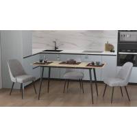 Стіл кухонний розкладний Данді на конусних ногах Ferrum-decor 75x120(160)x70 Чорний метал ДСП Дуб Сонома 16 мм (FRD-106780)