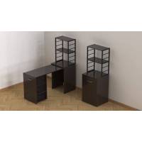 Стол-тумба трансформер Смарт 4/2 с этажеркой Ferrum-decor 1430x1450x600 Черный металл ДСП Венге Магия 16 мм (FRD-106170)