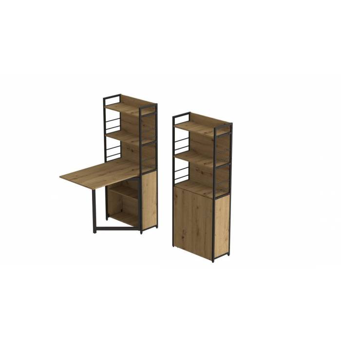 Стіл книга з етажеркою Практик 2 Ferrum-decor 1555x640x990 Чорний метал ДСП Дуб Артизан 16 мм (FRD-104630)